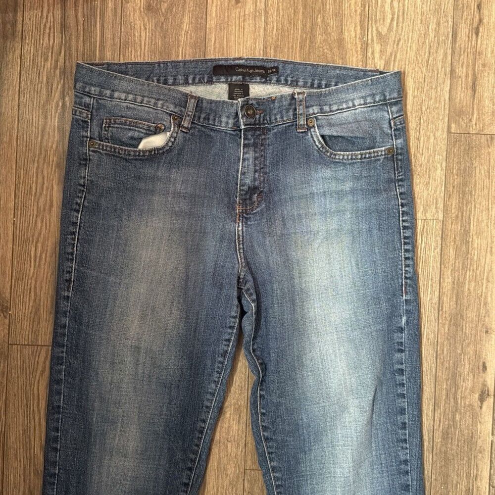 Calvin Klein Jeans Women 32/14 Straight Leg Medium Wash Blue Denim Stretch